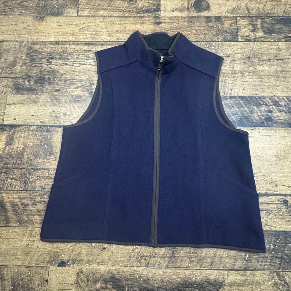Stormy Kromer Mercantile Mens Wool‎ Vest XL Navy Blue Full Zip Made in USA